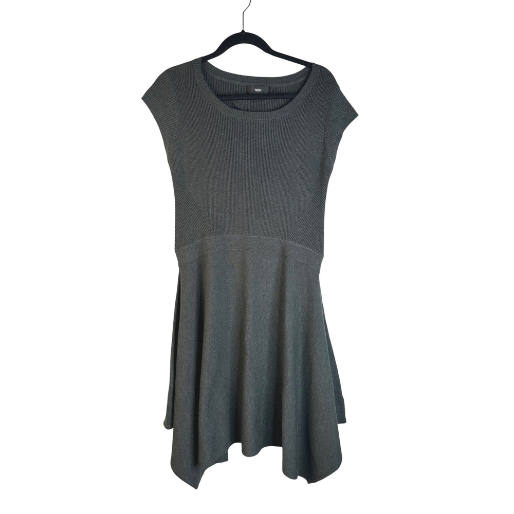Mossimo Women's Gray Ribbed Knit Sharkbite Hem Fit and Flare Sweater Dress XL